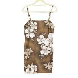 Vintage 90’s Y2K Polo jeans co. Ralph Lauren tan neutral floral mini dress